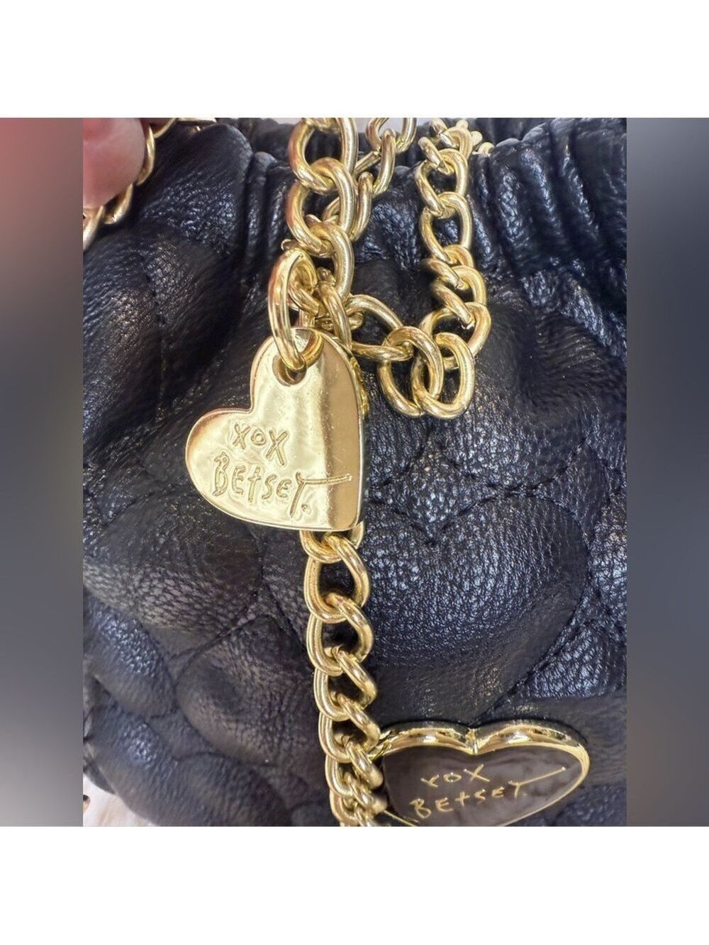 BETSY JOHNSON BLACK HEART QUILTED BAG WITH CHAIN - Picture 16 of 16